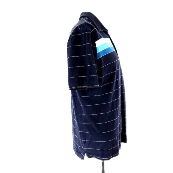 Banana Republic Cotton‎ Polo Large Blue Teal Striped - Picture 5 of 7
